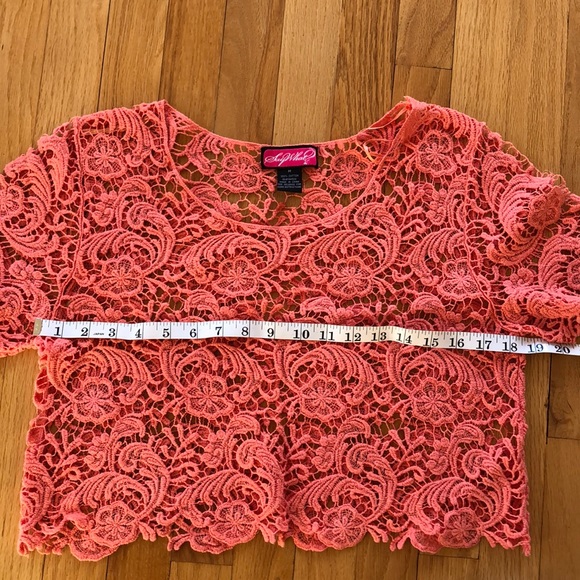 Peach lace long crop top - Picture 13 of 15